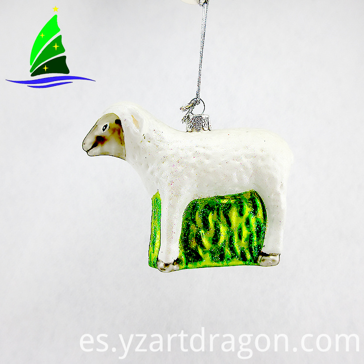 Ornamento de cristal blanco de las ovejas que cuelga Hanging Glass White Sheep Ornament